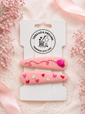 Embroidered Heart Hair Clips
