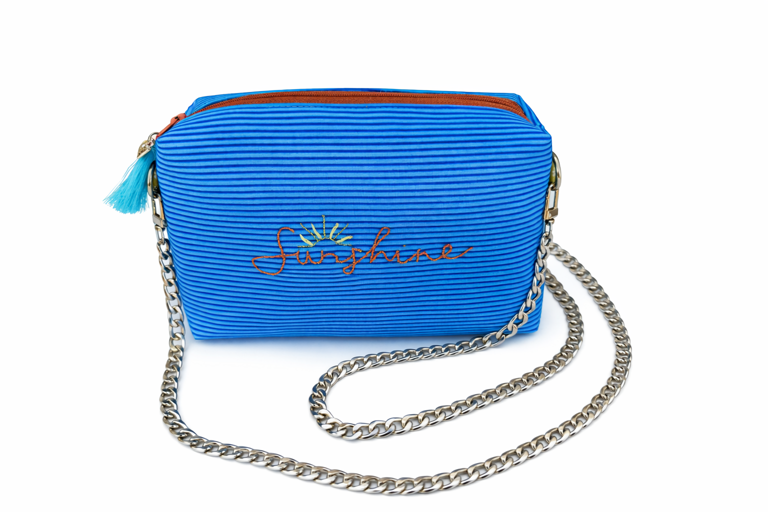 Sunshine Embroidered Clutch Bag - Blue